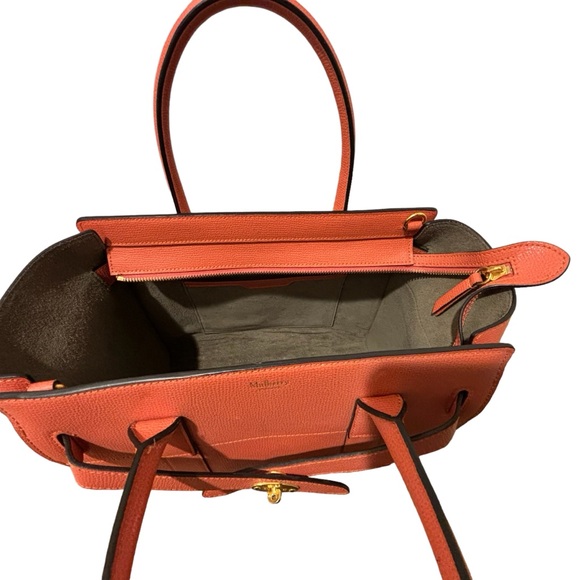 MULBERRY Small Classic Grain Small Bayswater Zip Tote Orange - Picture 8 of 11